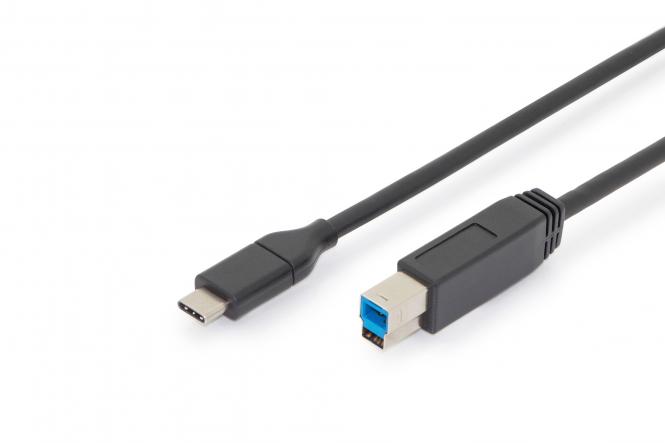 DIGITUS USB 3.0 Anschlusskabel, USB-C - USB-B Stecker, 1,8 m (EAN: 4016032437529)