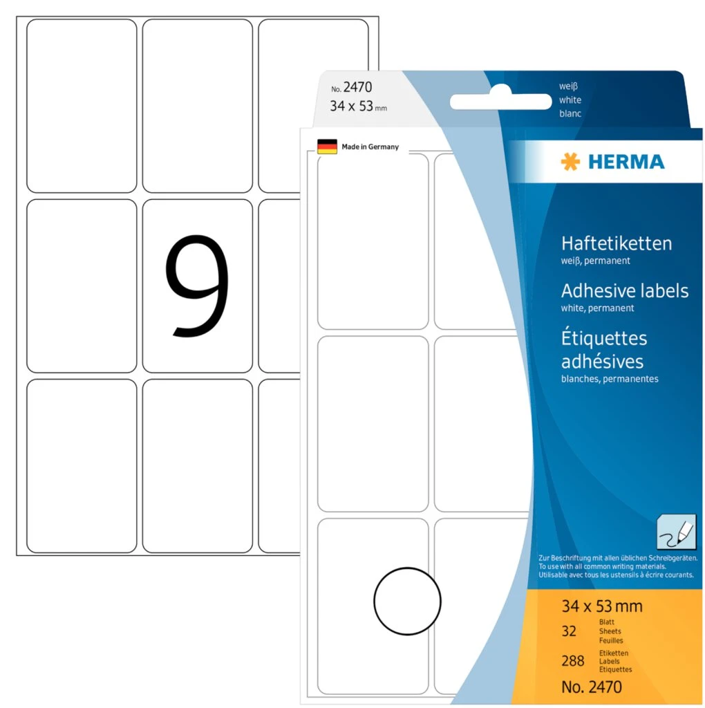 HERMA Vielzweck-Etiketten, 34 x 53 mm, weiß, Großpackung (EAN: 4008705024709)