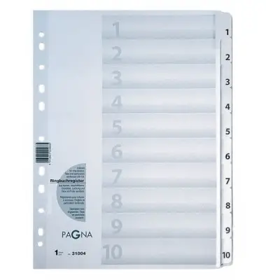 PAGNA Karton-Register Zahlen 1 - 10, DIN A4, 10-teilig (EAN: 4013951004665)
