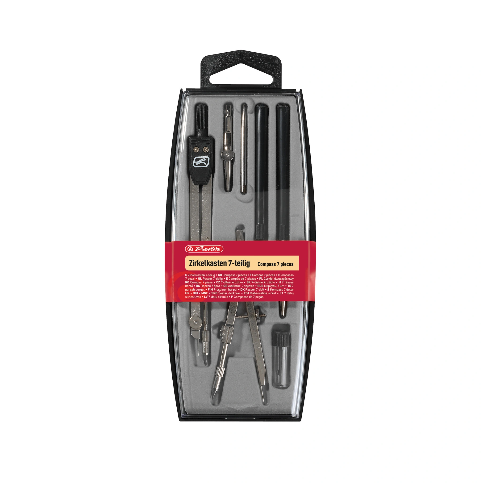 herlitz Zirkelkasten 7-teilig, schwarz (EAN: 4008118710107)