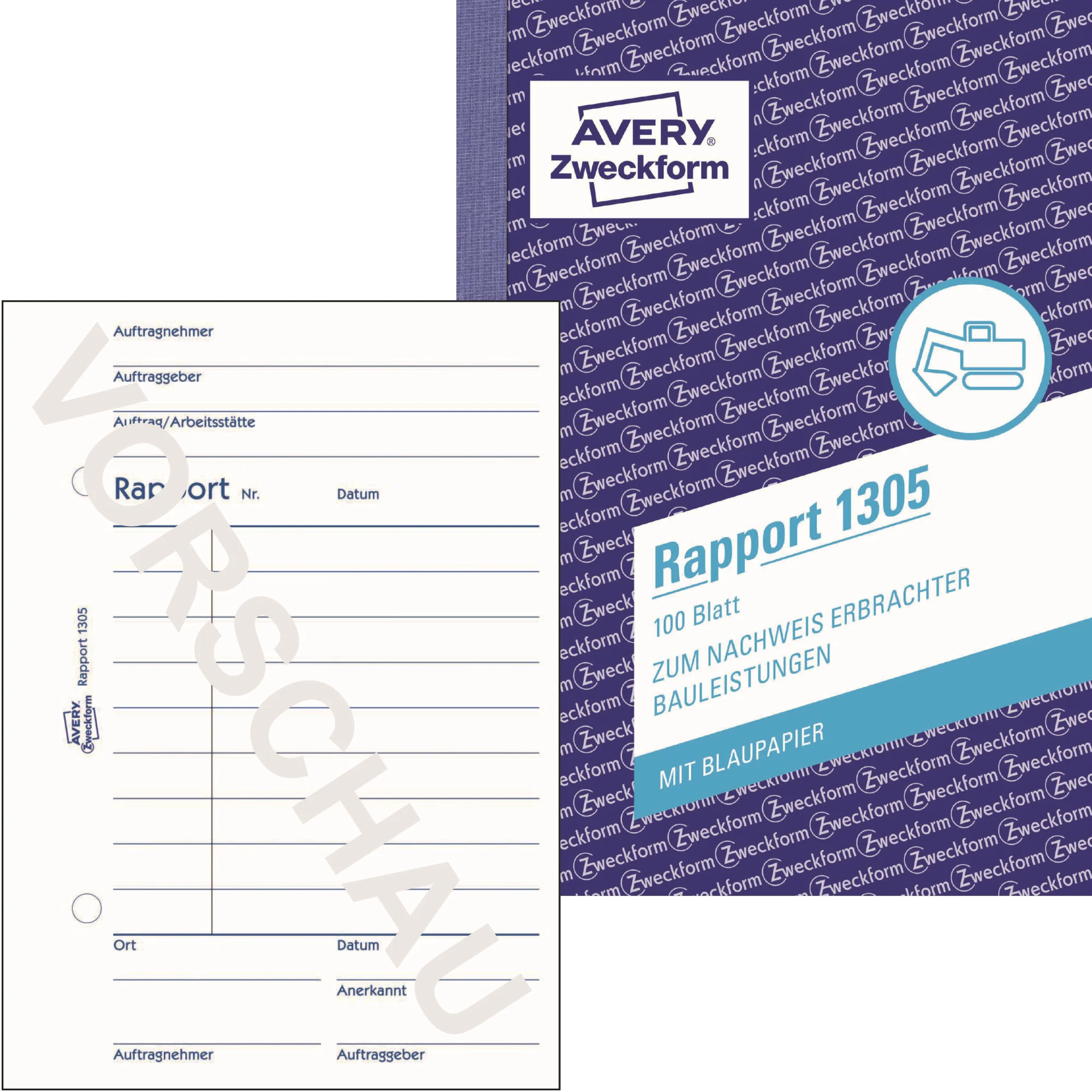 AVERY Zweckform Formularbuch "Rapport", A6, 100 Blatt (EAN: 4004182013052)