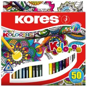 Kores Dreikant-Buntstifte "Hobby Koloring", 50er Karton-Etui, farbig sortiert (EAN: 9023800933508)