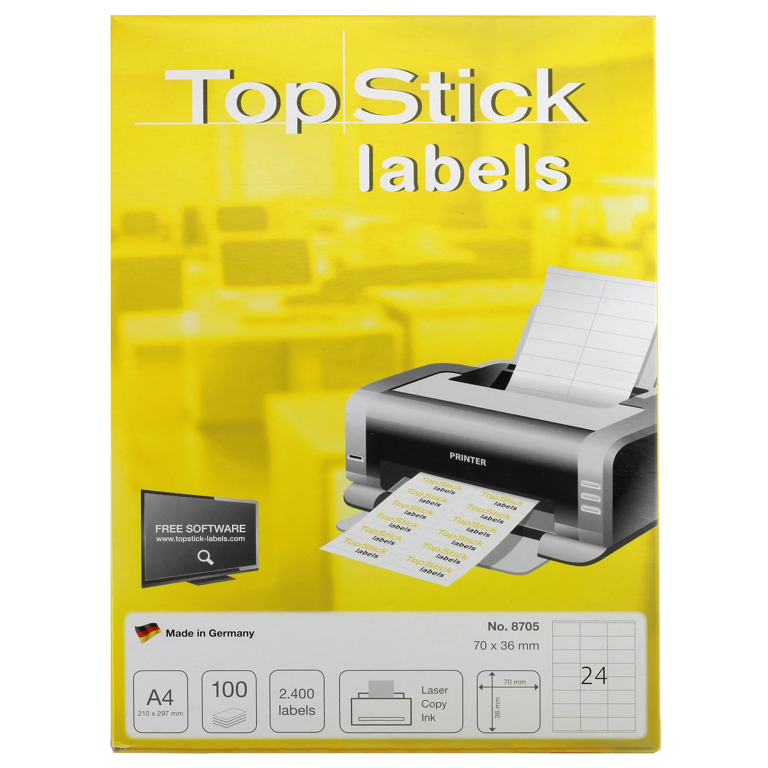 TOP STICK Universal-Etiketten, 70 x 36 mm, weiß, 100 Blatt (EAN: 4023145087053)
