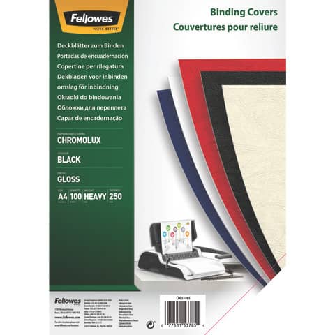Fellowes Deckblatt Chromolux, glänzend, DIN A4, schwarz (EAN: 0077511537851)