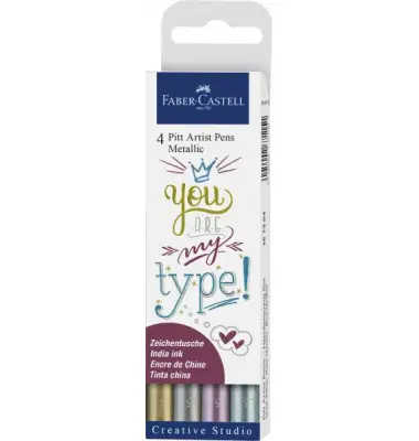 FABER-CASTELL Tuschestift PITT artist pen, 4er Etui Metallic (EAN: 4005401673040)
