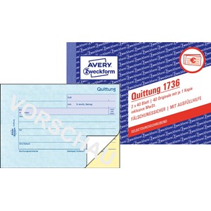 AVERY Zweckform Formularbuch "Quittung", SD, 4+1 GRATIS (EAN: 4004182205488)