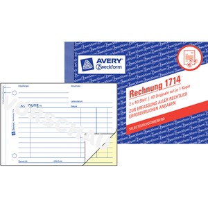 AVERY Zweckform Formularbuch "Rechnung", SD, 2 x 40 Blatt (EAN: 4004182017142)