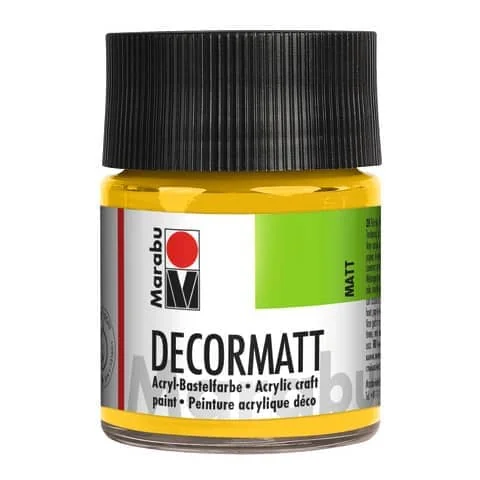 Marabu Acrylfarbe "Decormatt", mittelgelb, 50 ml, im Glas (EAN: 4007751007797)