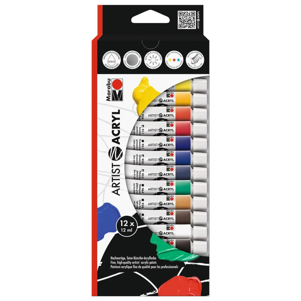 Marabu Acrylfarben-Set "Artist Acryl", 12 x 12 ml (EAN: 4007751631053)