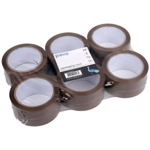 pavo Verpackungsklebeband, 50 mm x 66 m, braun, PP, 6er-Pack (EAN: 8717448000272)