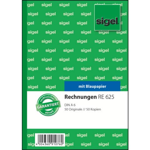 sigel Formularbuch "Rechnung", A6, 2 x 50 Blatt (EAN: 4004360910760)