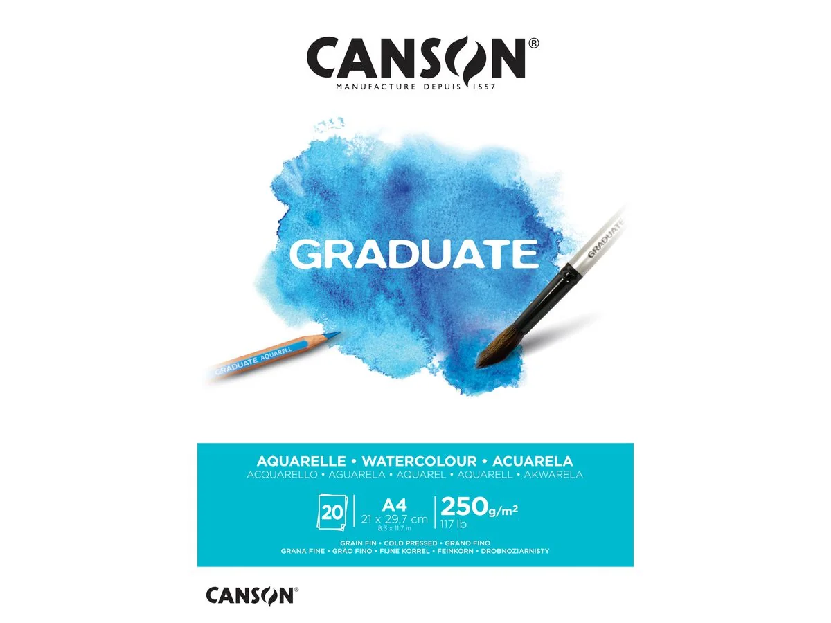 CANSON Studienblock GRADUATE AQUARELLE, DIN A4, weiß (EAN: 3148950021151)