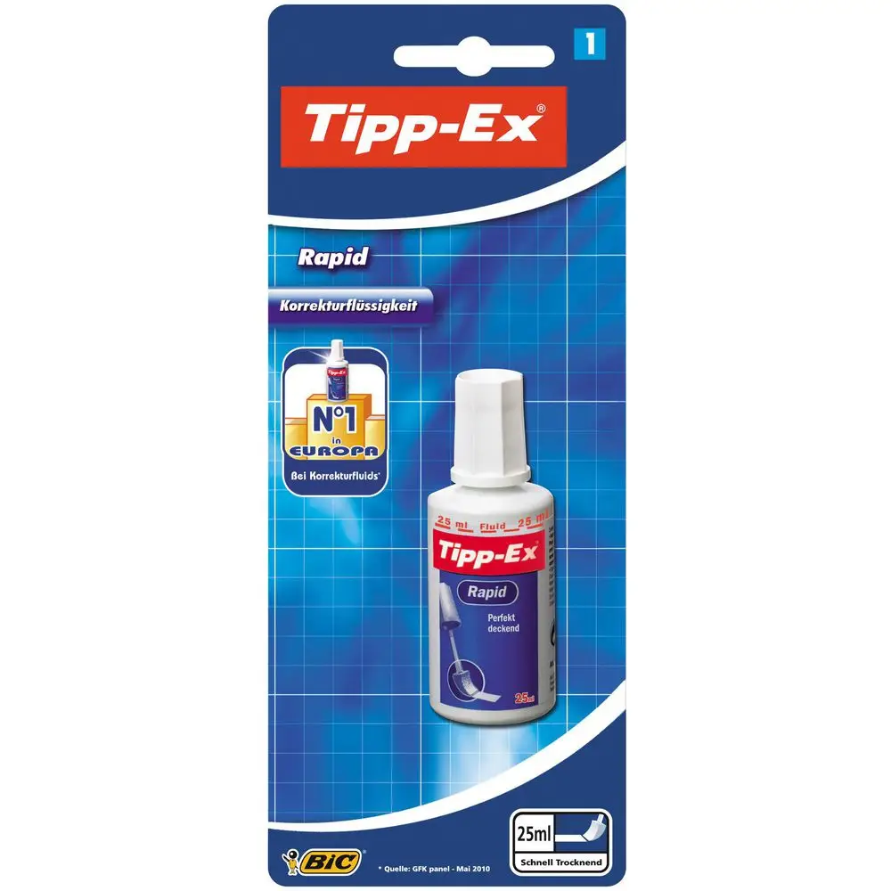 Tipp-Ex Korrekturflüssigkeit "Rapid", weiß, 25 ml, Blister (EAN: 3086126100272)