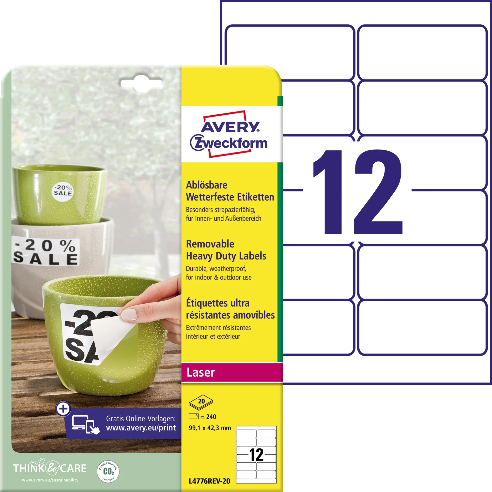 AVERY Zweckform wetterfeste Etiketten, 99,1 x 42,3 mm (EAN: 4004182067512)
