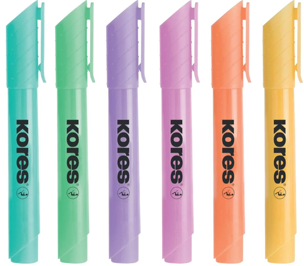 Kores Textmarker "HIGH LINER PLUS", Pastellfarben, 6er Etui (EAN: 9023800360601)