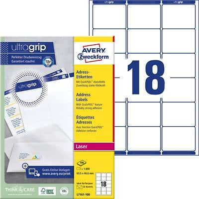 AVERY Etiquette d'adresse, 63,5 x 46,6 mm, blanc (EAN: 3266550260180)