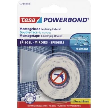tesa Powerbond Montageband für Spiegel, 19 mm x 1,5 m (EAN: 4042448843234)