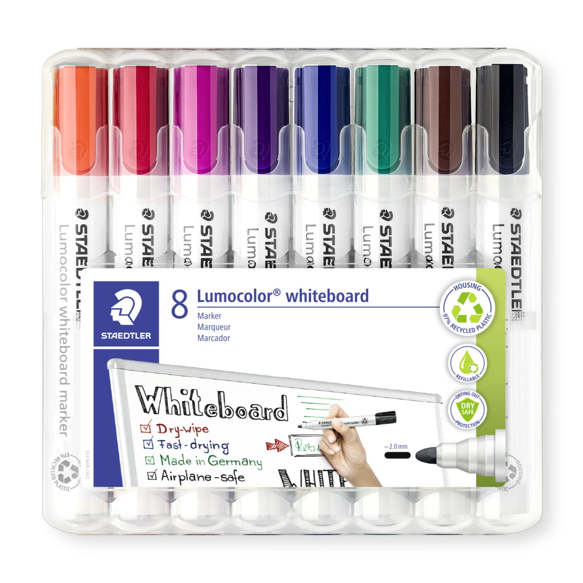 STAEDTLER Lumocolor Whiteboard-Marker 351, 8er Etui (EAN: 4007817186244)