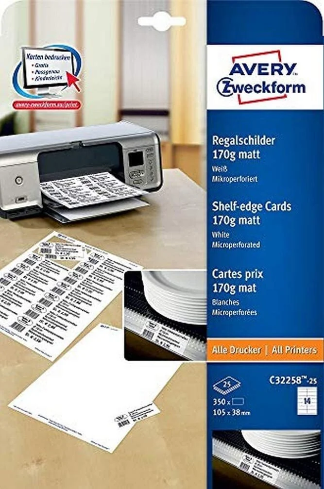 AVERY Zweckform Regalschilder für Preis- & Scannerleisten, weiß (EAN: 4004182242919)