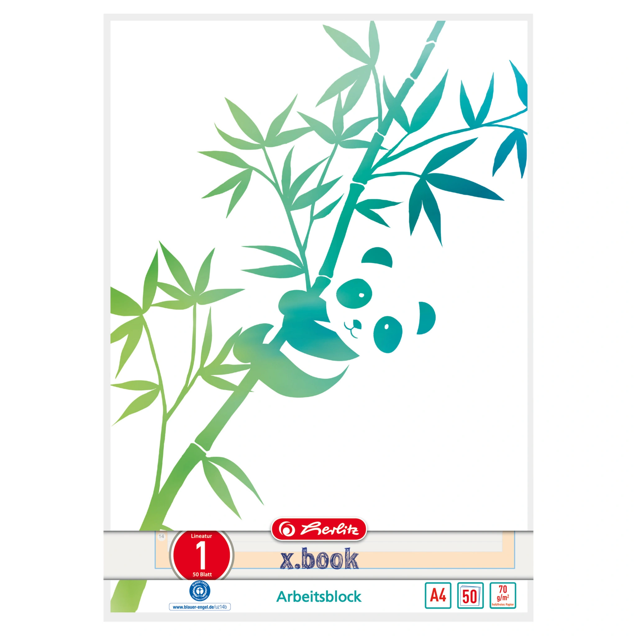 herlitz Arbeitsblock GREENline DIN A4, 50 Blatt, Lineatur 1 (EAN: 4008110295862)