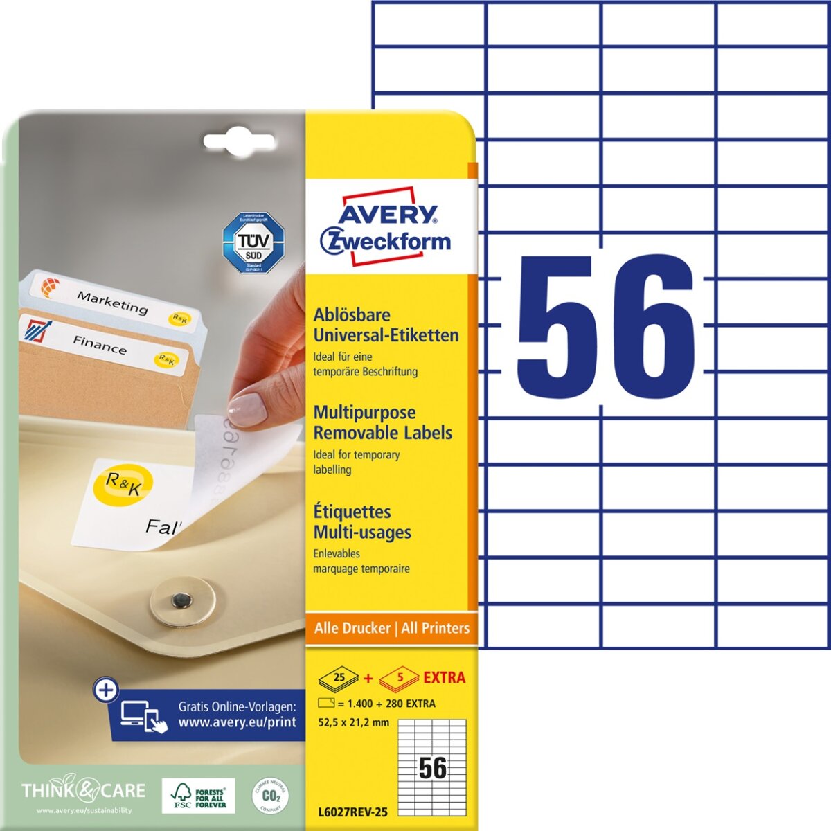 AVERY Zweckform Universal-Etiketten, 52,5 x 21,2 mm, weiß (EAN: 4004182347966)