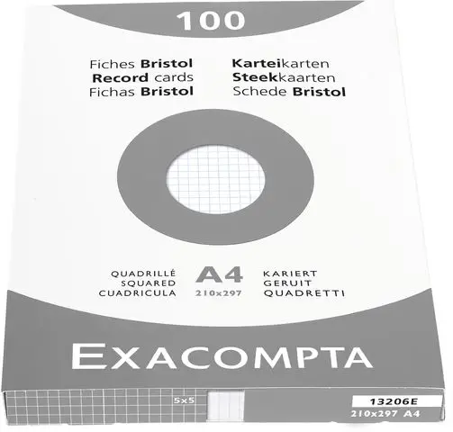 EXACOMPTA Karteikarten, DIN A4, kariert, weiß (EAN: 3130630132066)