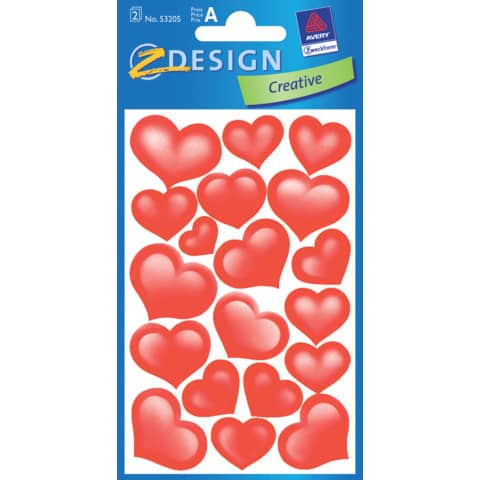 ZDesign CREATIVE Sticker "Herzen", beglimmert, rot (EAN: 4004182532058)