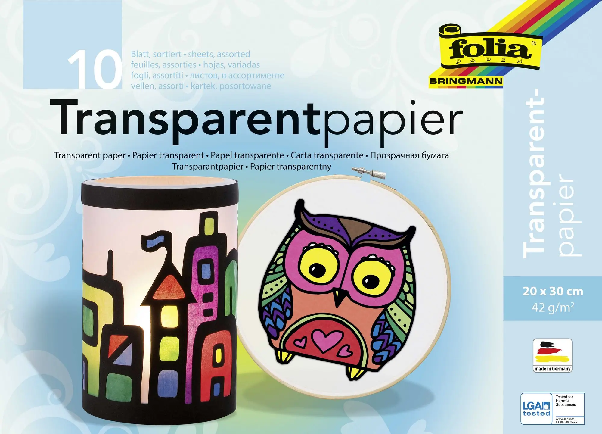 folia Transparentpapier, 200 x 300 mm, 10 Blatt im Umschlag (EAN: 4001868008883)