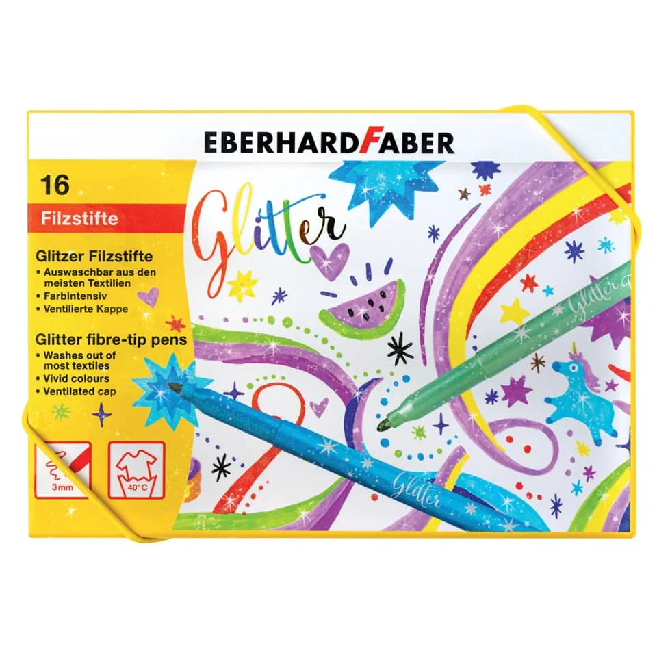 EBERHARD FABER Glitter-Fasermaler, 16er Geschenkkarton (EAN: 4087205510165)