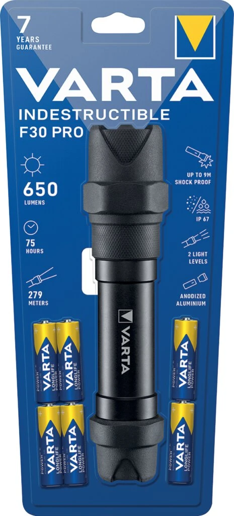 VARTA Taschenlampe "Indestructible F30 Pro", inkl. 6x AA (EAN: 4008496987269)