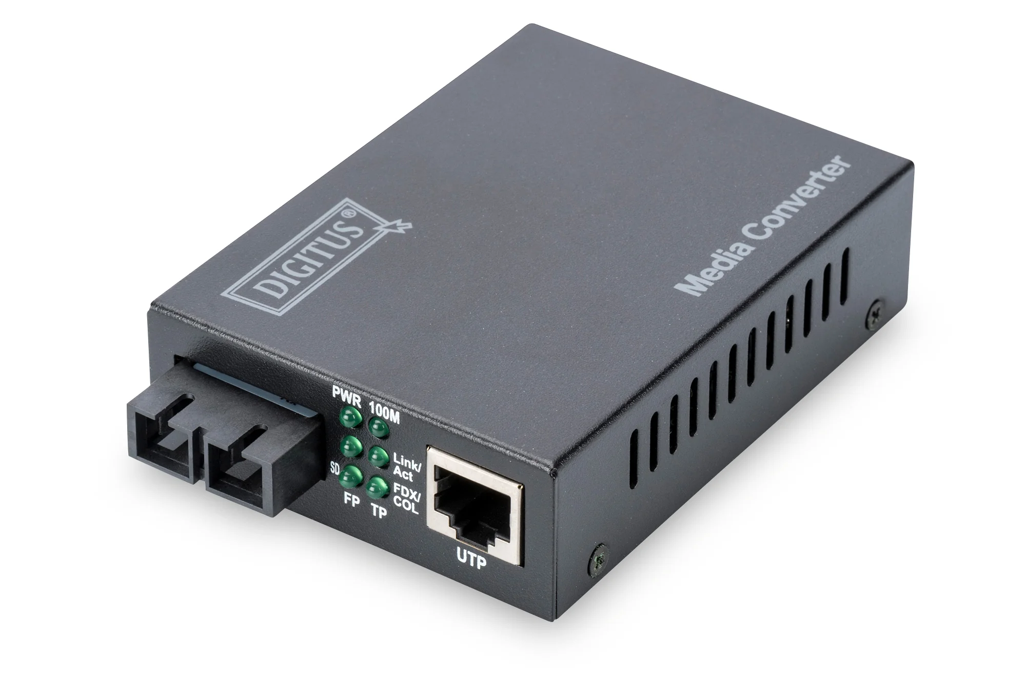 DIGITUS Fast Ethernet Medienkonverter, RJ45/SC, Singlemode, schwarz (EAN: 4016032293101)
