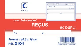 ELVE Manifold "Reçus", 105 x 180 mm, dupli, 50 feuilles (EAN: 3416790021045)
