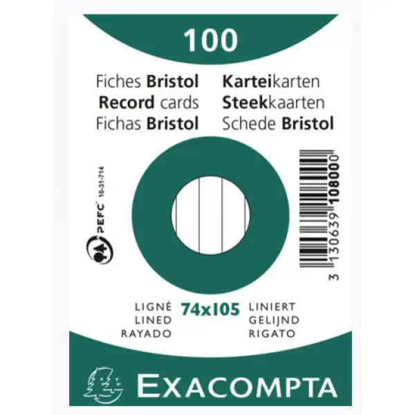 EXACOMPTA Karteikarten, DIN A7, liniert, weiß (EAN: 3130639108000)