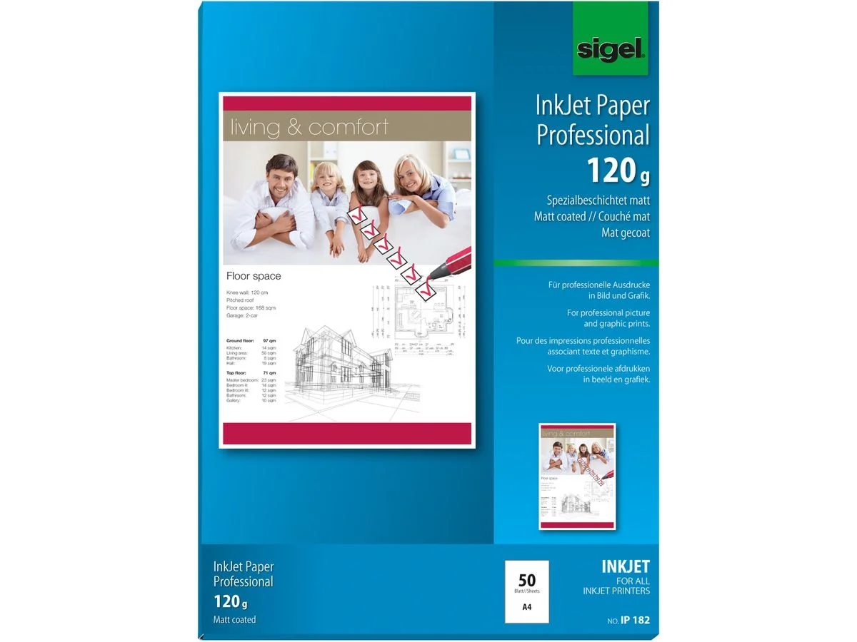 sigel Inkjet-Papier, DIN A4, 120 g/qm, hochweiß, matt (EAN: 4004360991387)