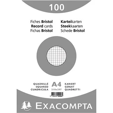 EXACOMPTA Karteikarten, DIN A4, kariert, weiß (EAN: 3130630102069)