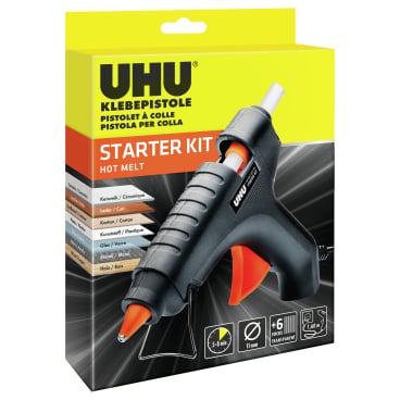 UHU Heißklebepistole HOT MELT STARTER KIT, schwarz/orange (EAN: 4026700143225)