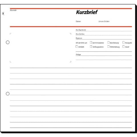 sigel Formularbuch "Kurzbrief", 2/3 A4, 50 Blatt, SD / CFB (EAN: 4004360911088)