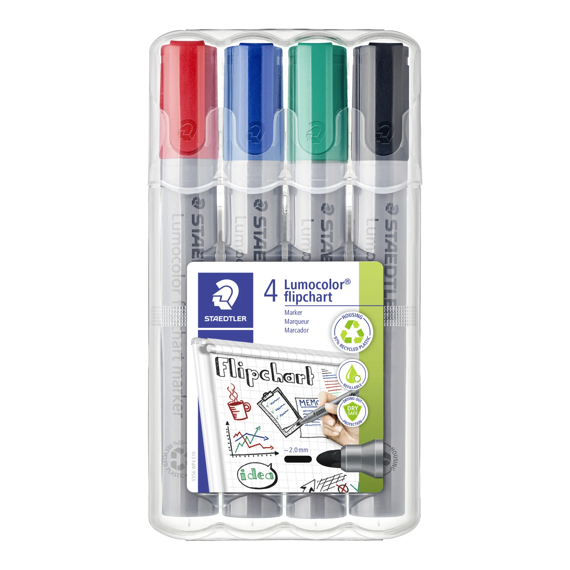 STAEDTLER Lumocolor Flipchart-Marker 356, 4er Etui (EAN: 4007817356142)
