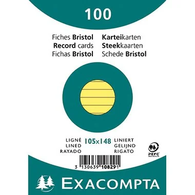 EXACOMPTA Karteikarten, DIN A6, liniert, gelb (EAN: 3130639108291)