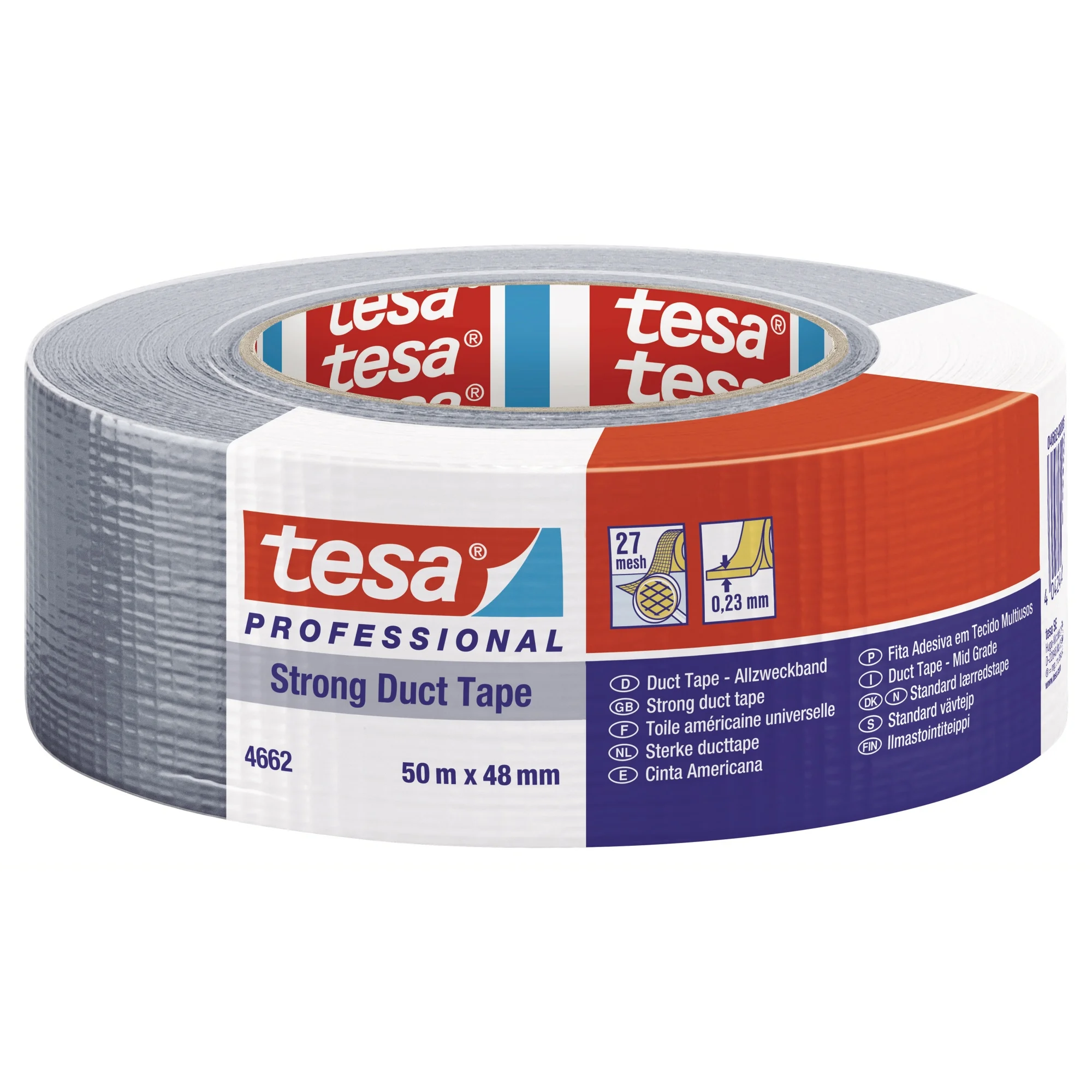 tesa Gewebeband 4662, 48 mm x 50 m, silber (EAN: 4042448392954)