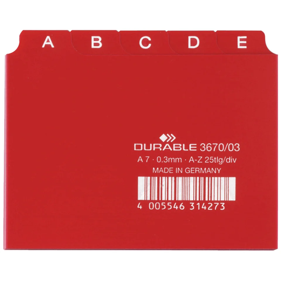 DURABLE Karteiregister A - Z, PP, A7 quer, rot, 25-teilig (EAN: 4005546314273)