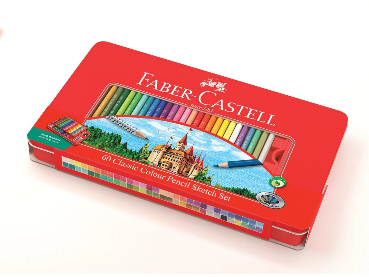 FABER-CASTELL Hexagonal-Buntstifte CASTLE, 60er Metalletui (EAN: 8991761366035)