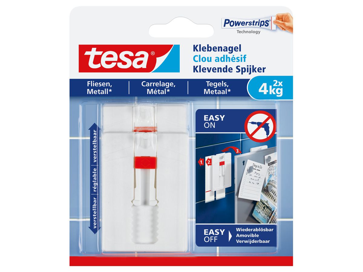 tesa Powerstrips Klebenagel für Fliesen und Metall, 4,0 kg (EAN: 4042448340436)