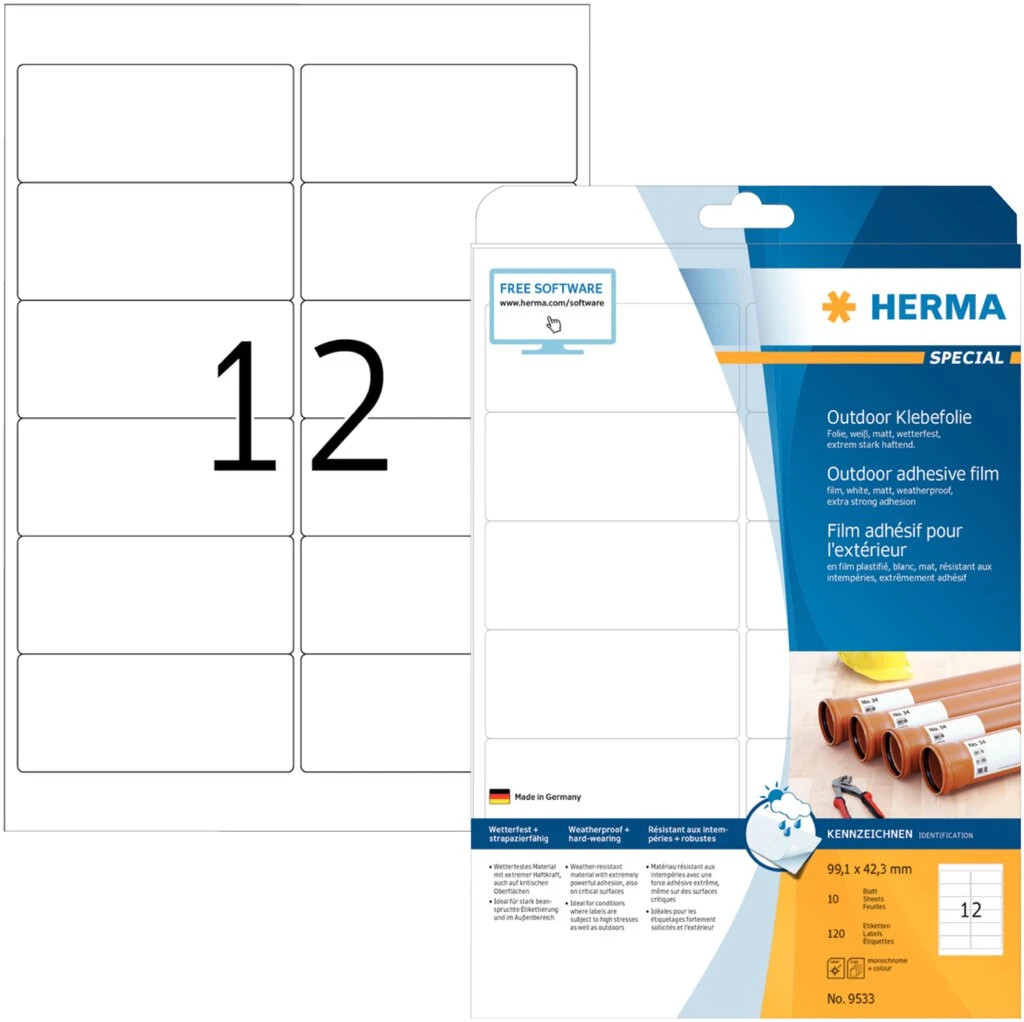 HERMA Outdoor Folien-Etiketten SPECIAL, 99,1 x 42,3 mm (EAN: 4008705095334)