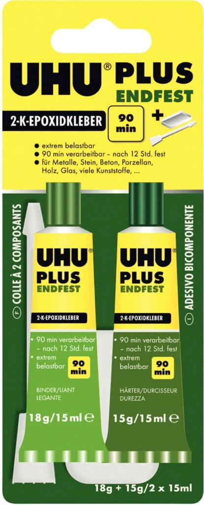 UHU 2-Komponenten-Klebstoff plus endfest, 33 g in Tube (EAN: 4026700456707)