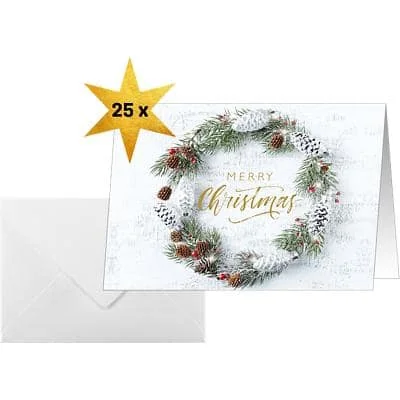 sigel Weihnachtskarte "Christmas wreath", DIN A6 quer, weiß, grün, gold (EAN: 4004360786389)