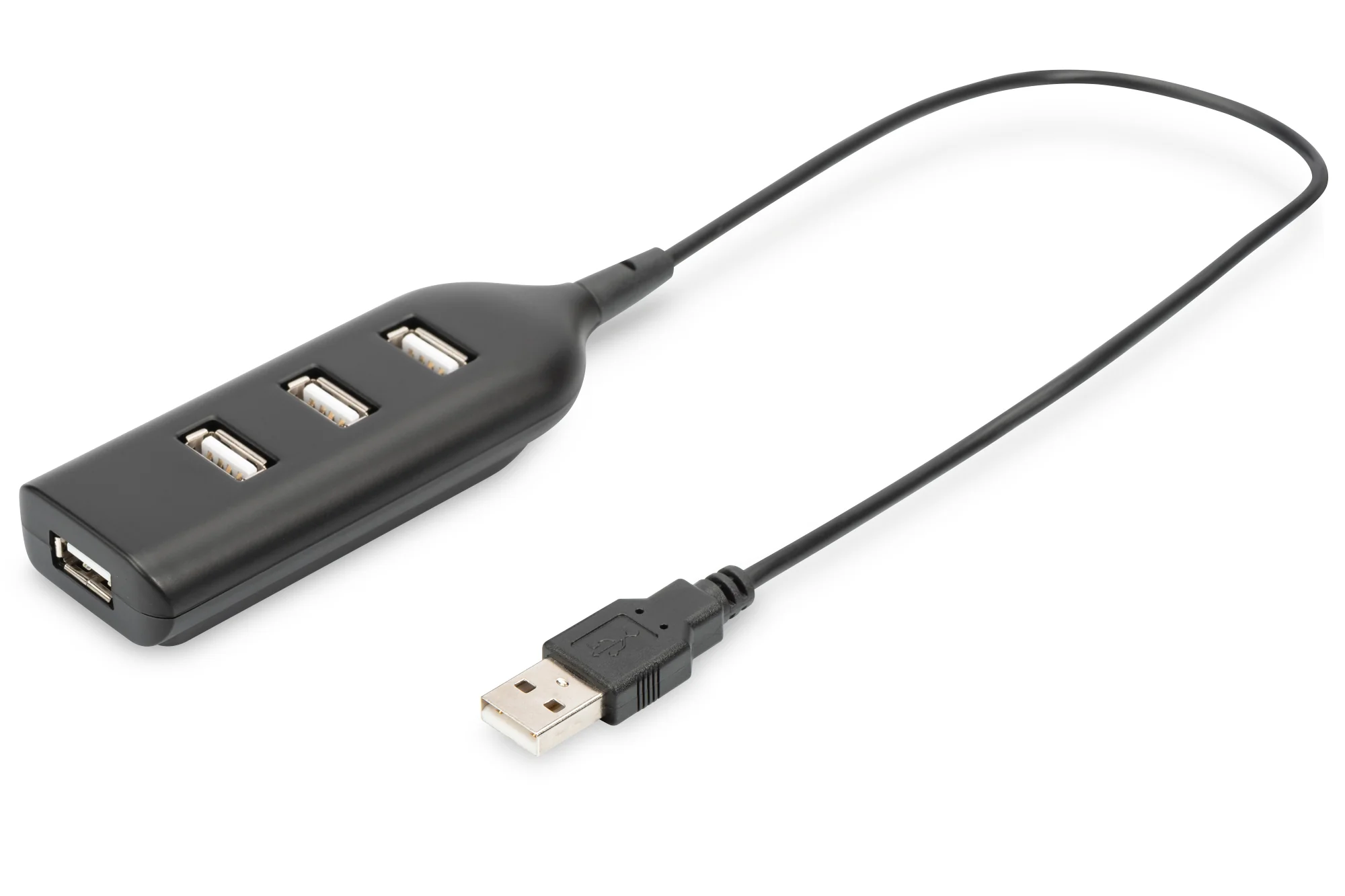 DIGITUS USB 2.0 Hub, 4-Port, Kabellänge: 300 mm, schwarz (EAN: 4016032285373)
