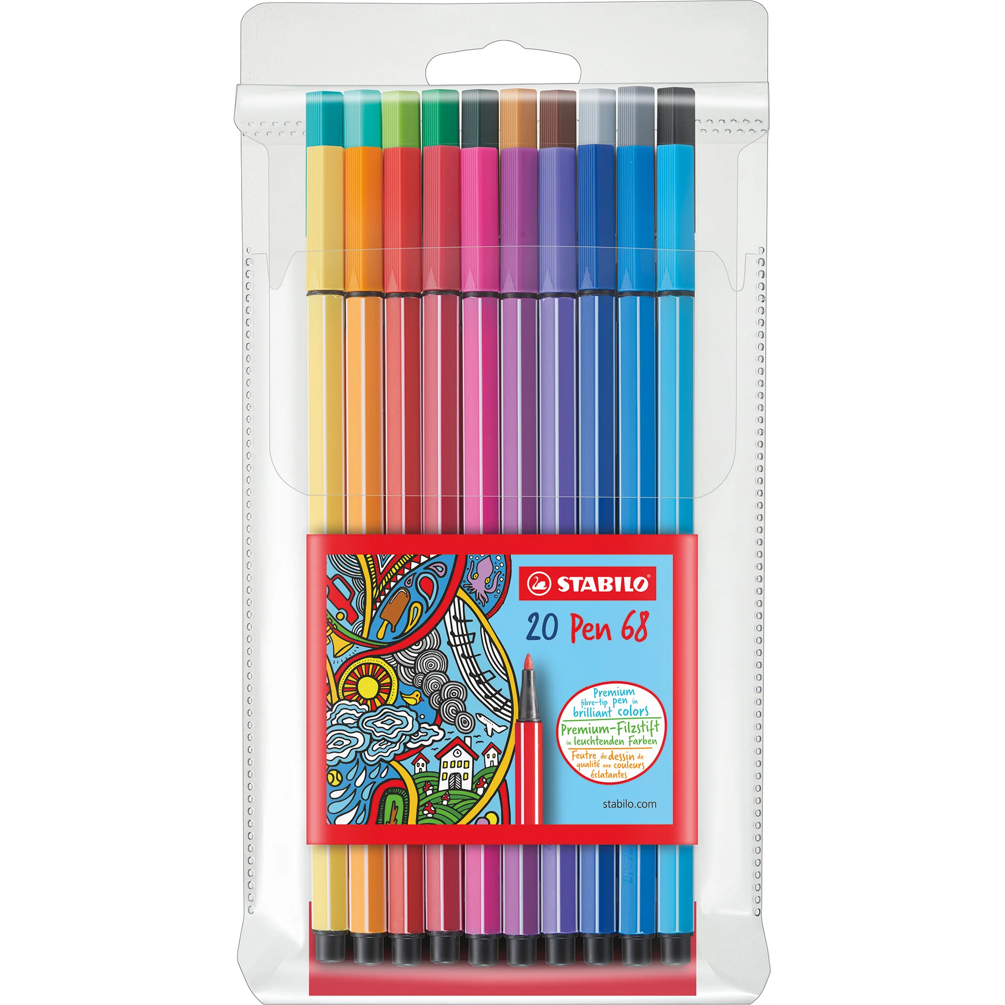 STABILO Fasermaler Pen 68, 20er Kunststoffetui (EAN: 4006381116718)