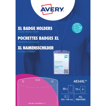 AVERY Namensschilder-Tasche XL, 105 x 148 mm, transparent (EAN: 4004182021873)