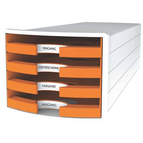 HAN Schubladenbox IMPULS 2.0, 4 offene Schübe, weiß/orange (EAN: 4012473101869)